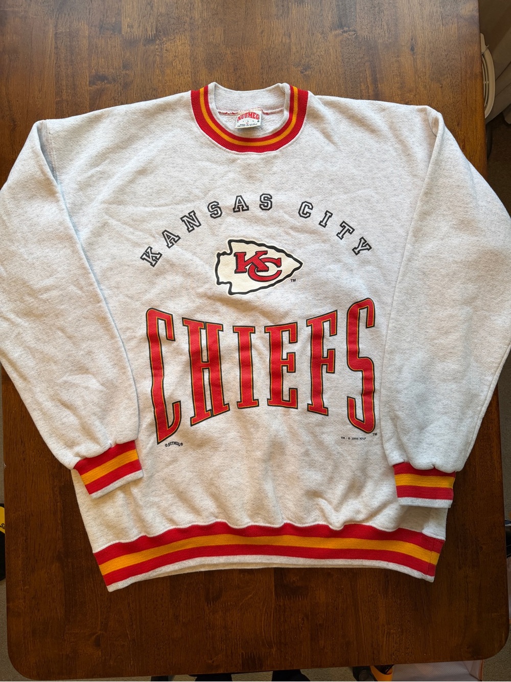 Vintage 90s Kansas City Chiefs Crewneck XL Nutmeg Mills Ringer 1994!